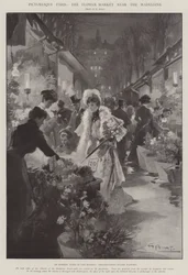 Det pittoreska Paris, blomstermarknaden nära Madeleine